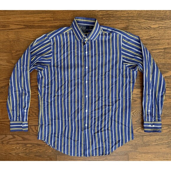 Polo Ralph Lauren Mens Button Up Shirt Multicolor Striped Regent Classic Fit VTG - Picture 1 of 10